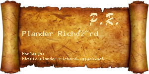 Plander Richárd névjegykártya